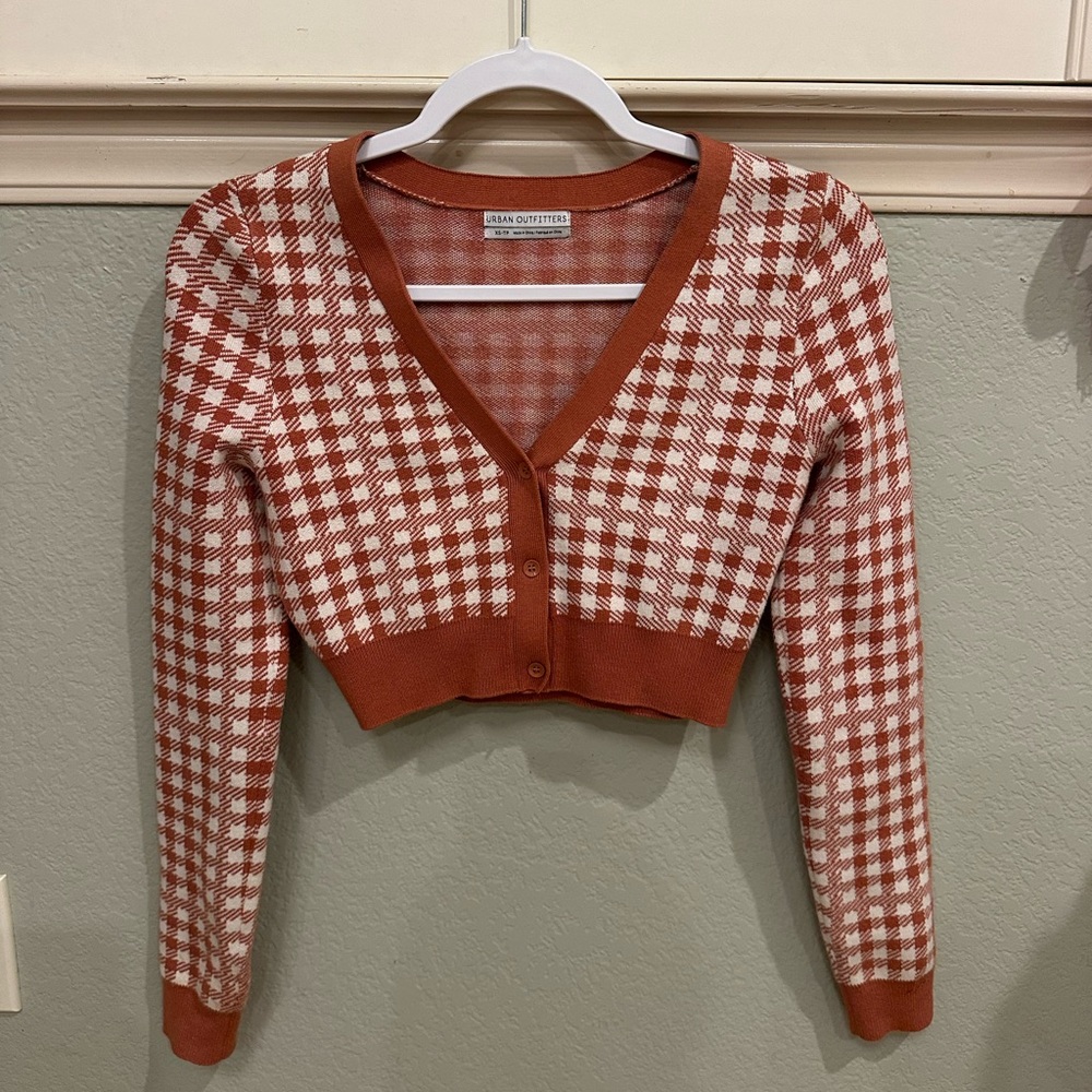Urban Outfitters Gingham Cropped Cardigan